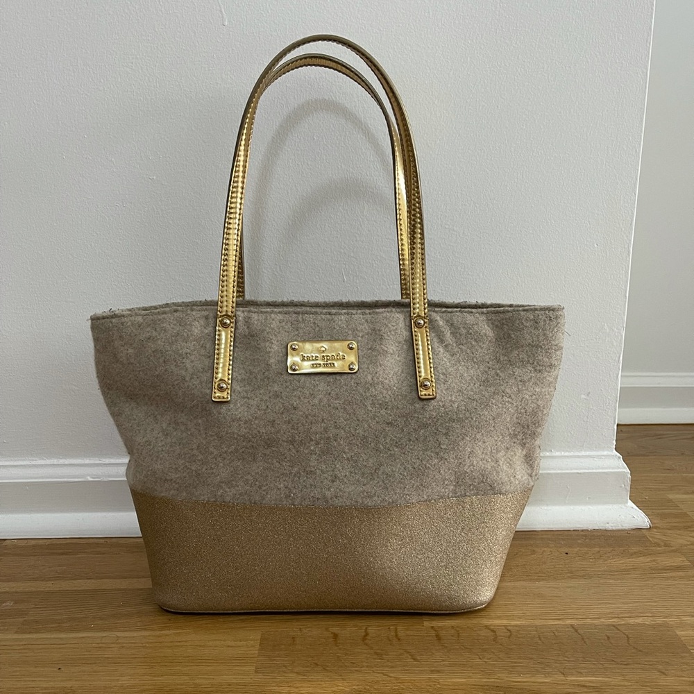 Kate Spade Gold/Tan Tote Bag